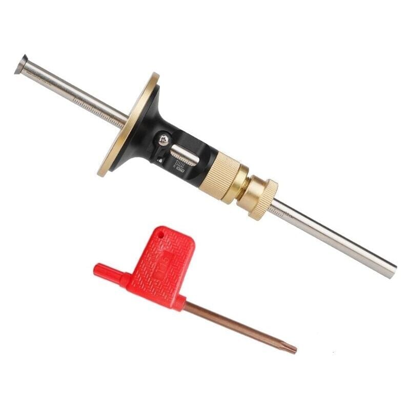 Trusquin de traçage, avec roue pour bois tendres et durs, verrou de sécurité, fonction de micro réglage