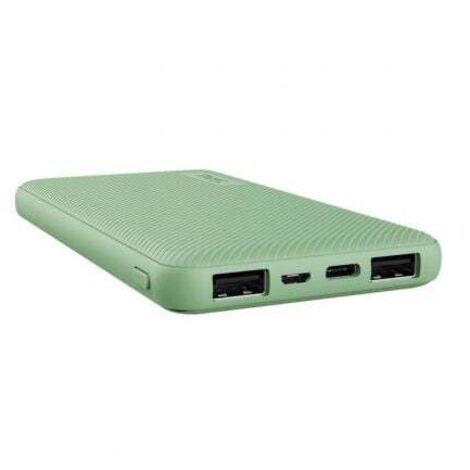 Trust Mobile Primo Batterie Externe Rapide 10000mAh, Power Bank Ultra Mince USB-C 3A, 3 Entrées, Chargeur iPhone, iPad, Apple, Samsung, Xiaomi, Huawei, Airpods, Téléphone Portable, Vert (25029)