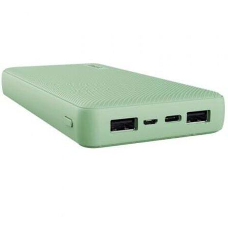 Trust Mobile Primo Batterie Externe Rapide 20000mAh, Power Bank USB-C 3A Grande Capacité, 3 Entrées, Chargeur iPhone, iPad, Samsung, Xiaomi, Huawei, Airpods, Téléphone Portable, Tablette, Vert (25027)