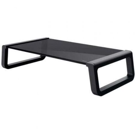 Trust Monta Support de Moniteur, Support Écran PC en Verre Trempé 41 x 22 x 10 cm, Réhausseur d'Écran Bureau Ergonomique, Organisateur de Table pour Ordinateur Portable, Mac, Travail - Noir (25271)