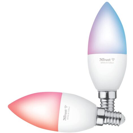 Trust WiFi E14 Lampadina Smart Dimmerabile, Compatibile con Alexa e Google Nest, Lampadina LED, Hub non Necessario, 2.4GHz Lampada WiFi, Luce LED Bianca, Fredda e Calda - 2 Pezzi
