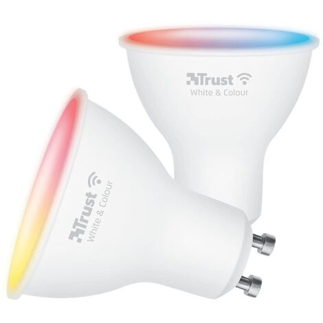 Trust WiFi GU10 Lampadina Smart Multicolore, Compatibile con Alexa e Google Nest, Faretto LED, Hub non Necessario, 2.4GHz Lampada WiFi, Luce LED Fredda e Calda, Bianca e Multicolore - 2 Pezzi