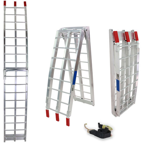 TRUTZHOLM 1 x Auffahrrampe klappbar 180 cm Traglast 340 kg Alu grau Riffelstab Verladerampe