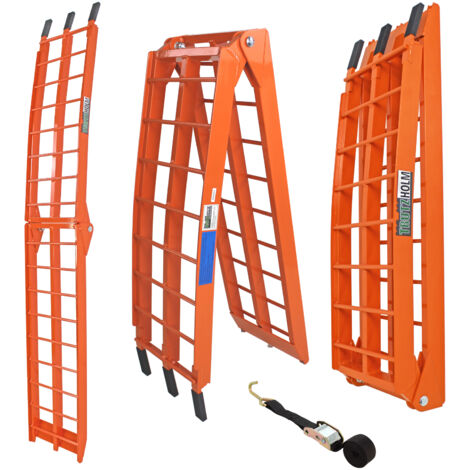 TRUTZHOLM 1 x Auffahrrampe klappbar 180 cm Traglast 340 kg Alu orange Riffelstab Verladerampe