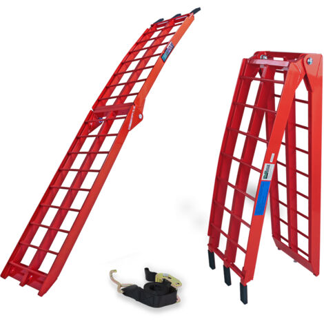 TRUTZHOLM 1 x Auffahrrampe klappbar 180 cm Traglast 340 kg Alu rot Riffelstab Verladerampe