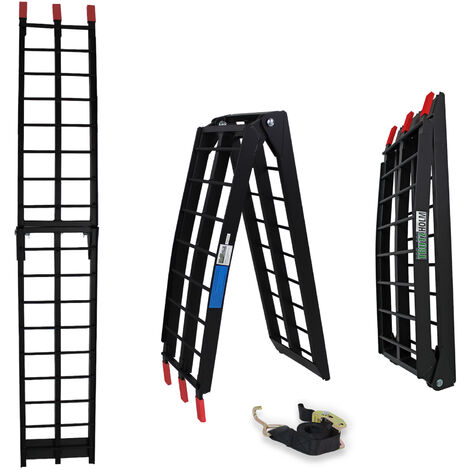 TRUTZHOLM 1 x Auffahrrampe klappbar 180 cm Traglast 340 kg Alu schwarz Riffelstab Verladerampe