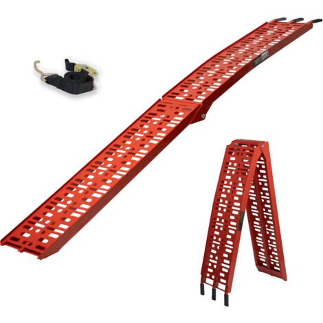 TRUTZHOLM 1 x Auffahrrampe klappbar 228 cm Traglast 340 kg Alu rot gelocht Motorradrampe Mofarampe