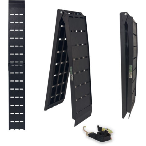 TRUTZHOLM 1 x Auffahrrampe klappbar 228cm Traglast 680kg Alu schwarz Riffelblechoptik Motorradrampe Verladerampe