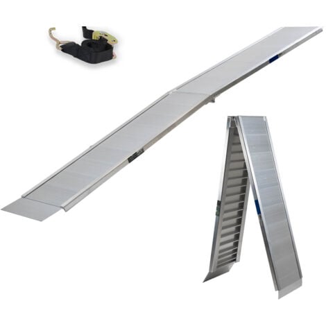 BAUMARKTPLUS TRUTZHOLM 1 x Auffahrrampe klappbar 307 cm extra lang 450 kg Alu grau geriffelt Motorradrampe