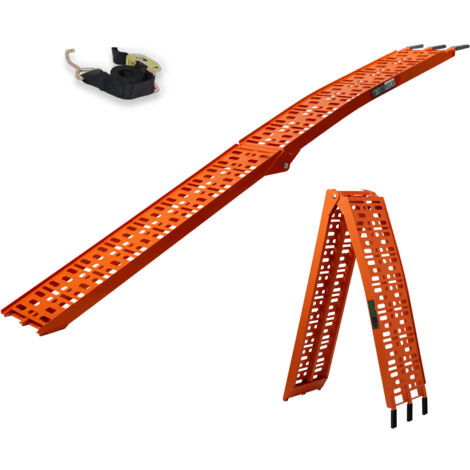 TRUTZHOLM 1x Auffahrrampe klappbar 228 cm Traglast 340 kg Alu orange gelocht Motorradrampe Mofarampe