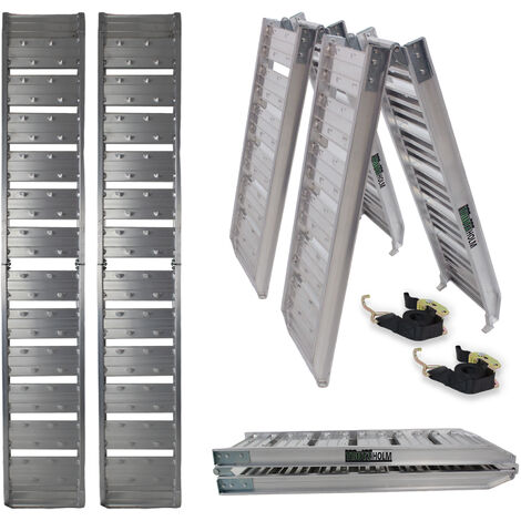 TRUTZHOLM 2 x Auffahrrampe klappbar 180 cm Traglast 400 kg Alu grau geriffelt/ gelocht Verladerampe