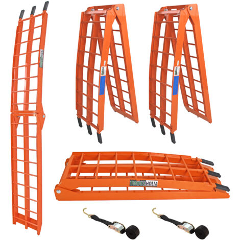 TRUTZHOLM 2 x Auffahrrampe klappbar 180 cm Traglast 680 kg Alu orange geriffelte Einzelstäbe Verladerampe