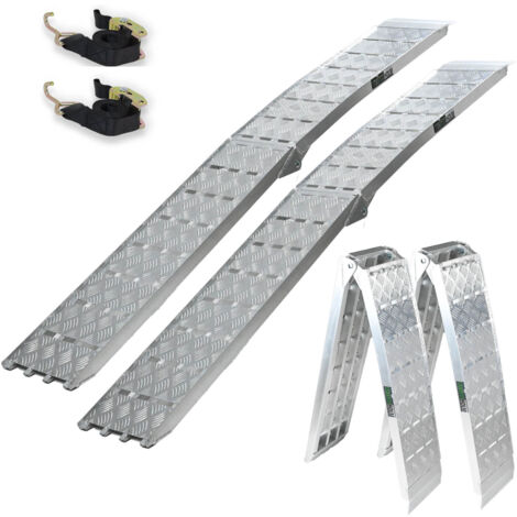 TRUTZHOLM 2 x Auffahrrampe klappbar 226 cm Traglast 1360 kg Alu grau Motorradrampen Verladerampen