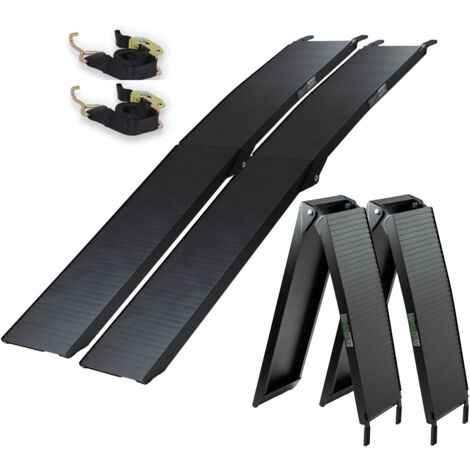 TRUTZHOLM 2 x Auffahrrampen 205 cm Traglast 680 kg Alu schwarz klappbar geriffelt Motorradrampen
