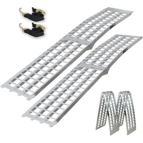 TRUTZHOLM 2 x Auffahrrampen 230 cm 1360 kg Traglast Alu klappbar grau Riffelstab Rampe Verladerampen