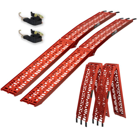 TRUTZHOLM 2 x Auffahrrampen klappbar 228 cm Tragkraft 680 kg Alu rot gelocht Rampen Motorradrampen