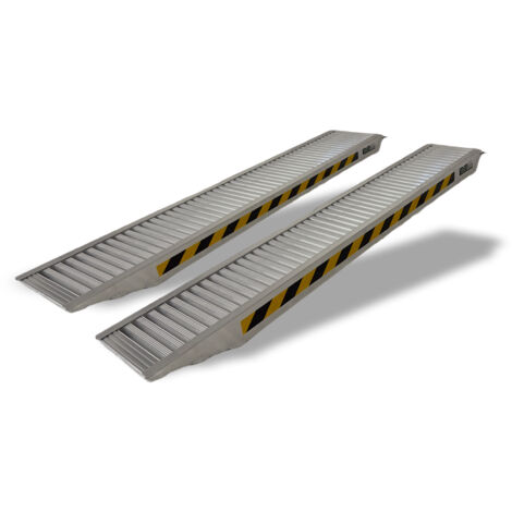 TRUTZHOLM 2 x Schwerlastrampen 212cm Traglast 3800kg/Paar Alu grau geriffelt Rampen Verladerampen