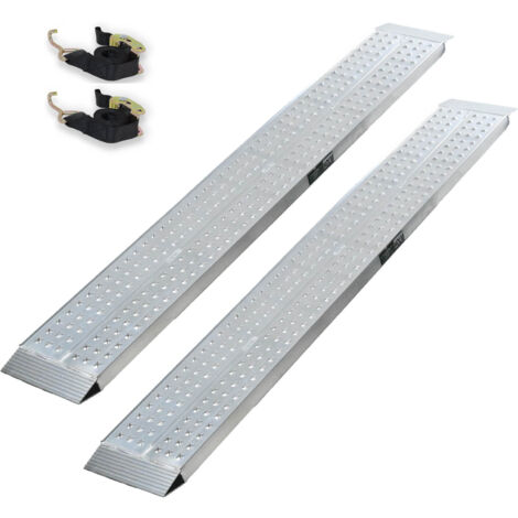 TRUTZHOLM 2x Auffahrrampen 200 x 28 cm 540 kg Alu gelocht starr Verladerampen Motorradrampen grau