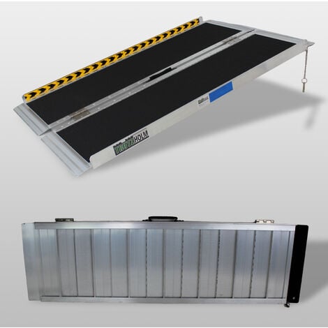 BAUMARKTPLUS TRUTZHOLM Rollstuhlrampe klappbar 122 cm Traglast 272 kg Alu grau schwarz beschichtet Auffahrrampe