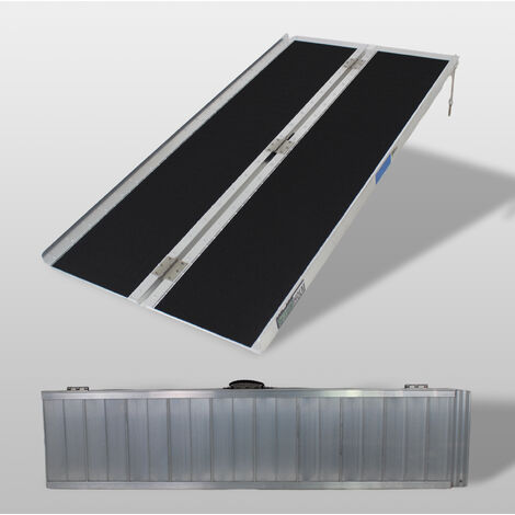 TRUTZHOLM Rollstuhlrampe klappbar 152 cm Traglast 272 kg Alu grau schwarz beschichtet Auffahrrampe