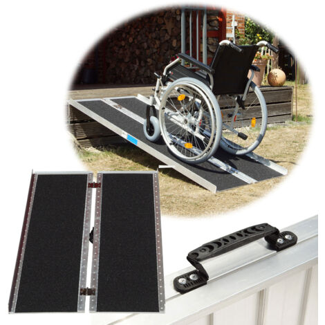 TRUTZHOLM Rollstuhlrampe klappbar 213 cm Traglast 272 kg Alu grau schwarz beschichtet Auffahrrampe