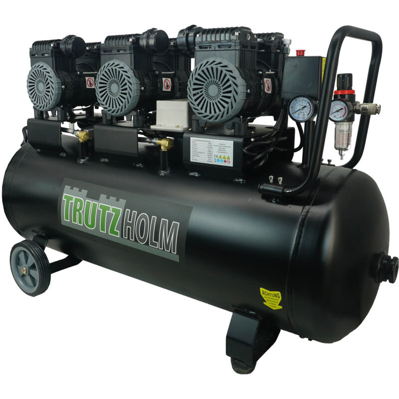 Premium Brushless Silent Flüsterkompressor 100L, 2700W, 62dB, 8 bar, ölfrei, leise