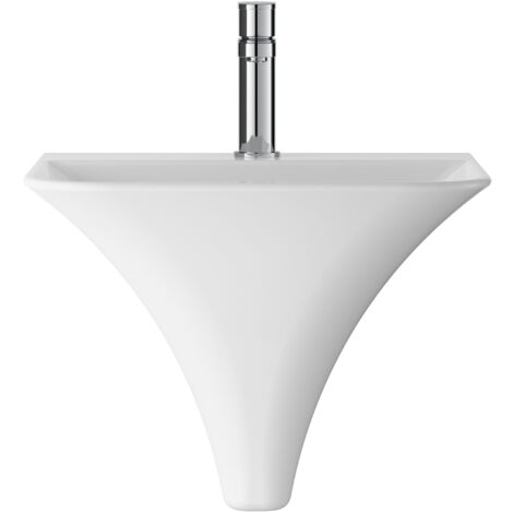 Trysull Contemporary Soft Square Wall Hung Ceramic Basin, 1 Tap Hole – 460mm