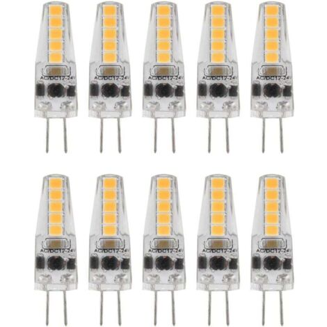 Trywise 10pcs Ampoules LED G4, 2W 3000K AC 12-24V Ampoules à Intensité Variable pour Lustre Plafonnier Lampe de Table Blanc Chaud