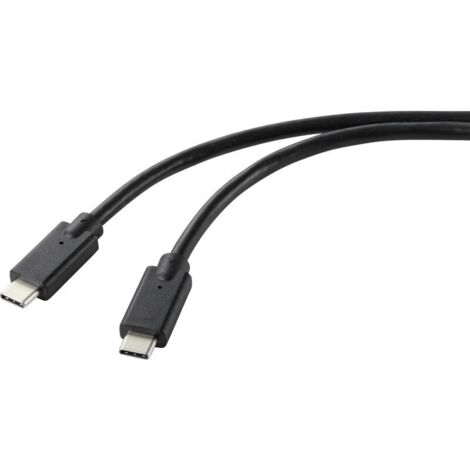 Trywise Câble de charge USB USB 2.0 USB-C® mâle, USB-C® mâle 1.00 m noir gaine TPE RF-5251918 X530302