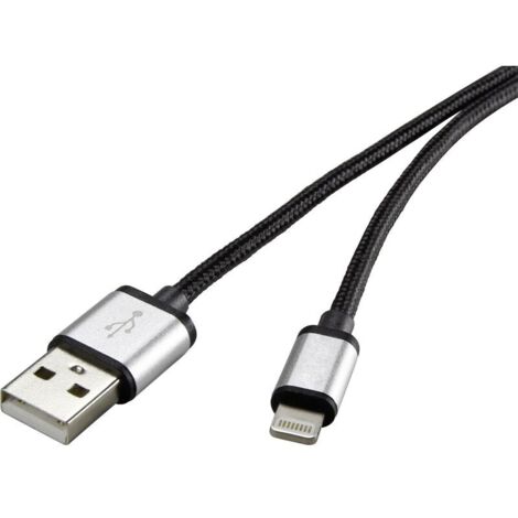 Trywise Câble USB USB 2.0 USB-A mâle, Connecteur Lightning 3.00 m gris foncé gaine textile RF4683966 S892551