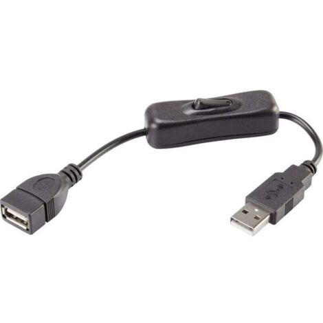 Trywise Câble USB USB 2.0 USB-A mâle, USB-A femelle 0.25 m noir avec interrupteur On/Off, contacts dorés RF-3322982 X891091