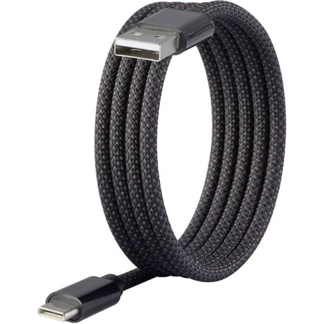 Trywise Câble USB USB 2.0 USB-C® mâle, USB-A mâle 1.00 m noir avec enroulement magnétique, gaine textile RF-6437924 A960853