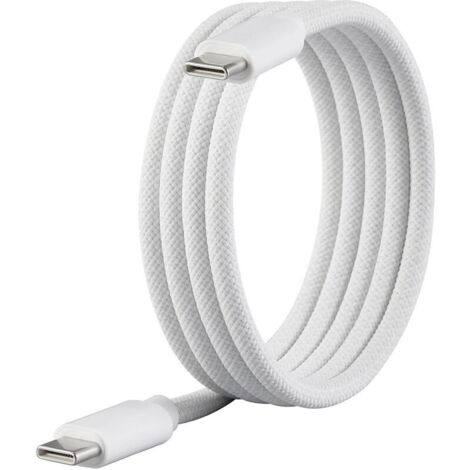 Trywise Câble USB USB 2.0 USB-C® mâle, USB-C® mâle 1.00 m blanc avec enroulement magnétique, gaine textile RF-6437918 A960303