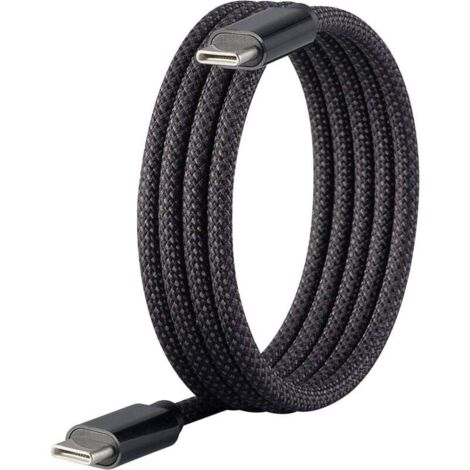 Trywise Câble USB USB 2.0 USB-C® mâle, USB-C® mâle 1.00 m noir avec enroulement magnétique, gaine textile RF-6437920 A960873