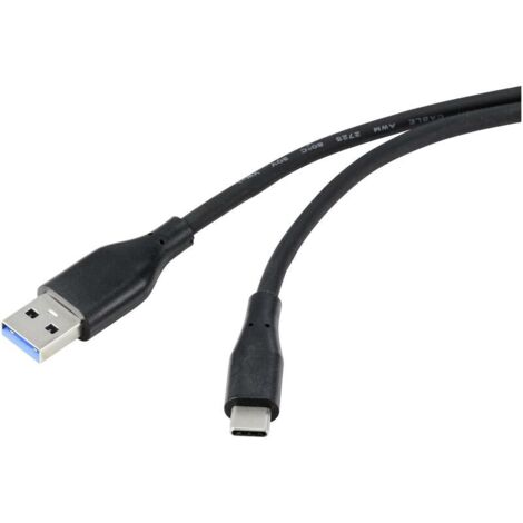 Trywise Câble USB USB 3.2 Gen1 (USB 3.0) USB-A mâle, USB-C® mâle 1.00 m noir gaine en PVC, très flexible RF-4995172 W043682