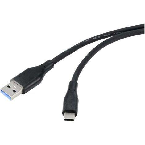 Trywise Câble USB USB 3.2 Gen1 (USB 3.0) USB-A mâle, USB-C® mâle 2.00 m noir gaine en PVC, très flexible RF-4995176 W043662