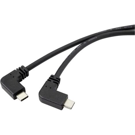 Trywise Câble USB USB 3.2 Gen2 (USB 3.1 Gen2) USB-C® mâle, USB-C® mâle 1.20 m noir coudé à 90° vers la gauche RF-4633064 Y983252