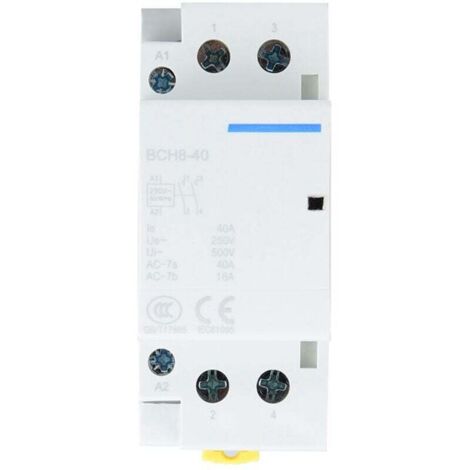 Trywise Contacteur AC domestique sur Rail DIN, 2P 40A, faible consommation d'énergie, 1NO1NC, 50/60HZ, 220V/230V