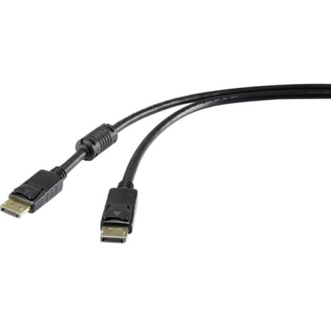 Trywise DisplayPort Câble de raccordement Fiche mâle DisplayPort, Fiche mâle DisplayPort 0.50 m noir UHD 4K @ 60 Hz contacts dorés, avec noyau e W708411
