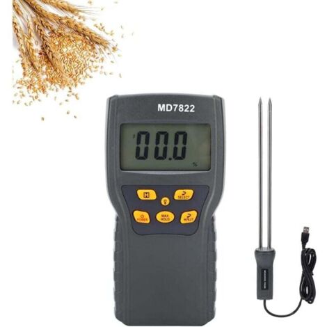 Trywise  Humidimètre portatif de grain, Détecteur d'humidité numérique de grain de mètre de maïs, plage de mesure d'humidité 2% -30%, avec sonde, pour les grains de fibre de soja de riz