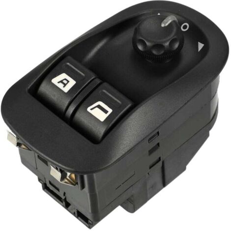 Trywise Interrupteur de commande de rétroviseur électrique compatible avec Peugeot 206 2000-2009, rétroviseurs rabattables électriques de porte en plastique noir durable