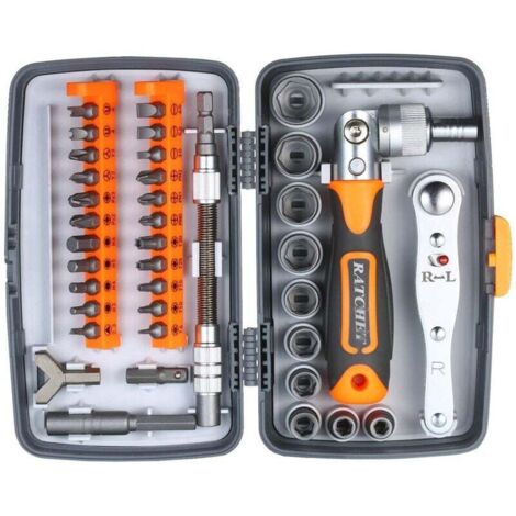 Trywise  Jeu de tournevis à cliquet de précision 38 pièces, kit de tournevis magnétiques, kit d'outils de réparation électronique avec tige d'extension flexible pour téléphone, ordinateur portable, mo