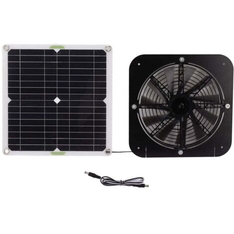 Trywise Kit de ventilateur de panneau solaire de refroidissement efficace rond du ventilateur actionné solaire de 13.5 pouces 100W pour le chenil de chien de poulailler de serre