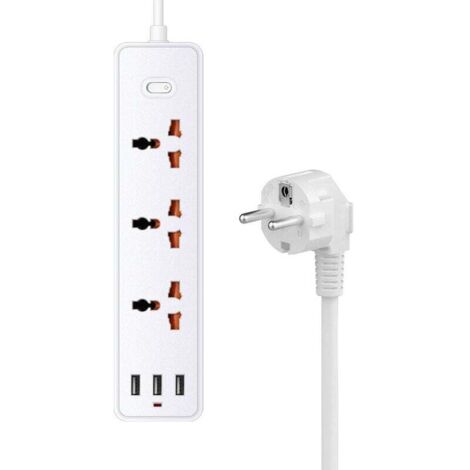 Trywise  Multiprise Electrique USB, , avec 3 prises secteur + 3 ports USB-A, Multiprise Bureau USB avec Interrupteur Cordon de 1.2m Protection contre les surcharges, protection des enfants contre les 