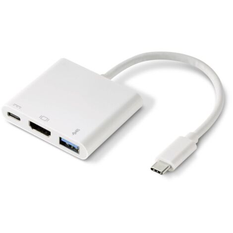Trywise RF-4366444 Adaptateur [1x USB-C® mâle - 1x HDMI femelle, USB 3.0 femelle type A, USB-C® femelle] blanc contacts dorés 12.00 cm Q625552