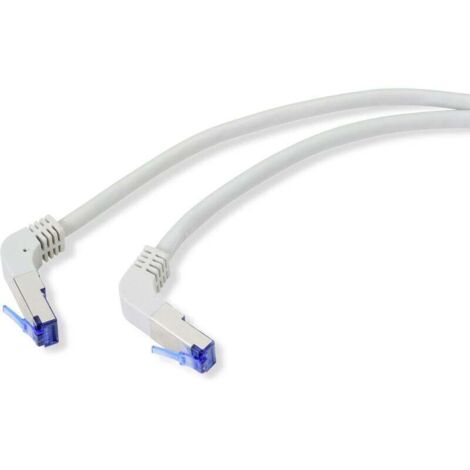 Trywise RF-4892474 RJ45 Câble réseau, câble patch CAT 6a S/FTP 1.00 m gris coudé à 90 ° vers le bas 1 pc(s) W185242