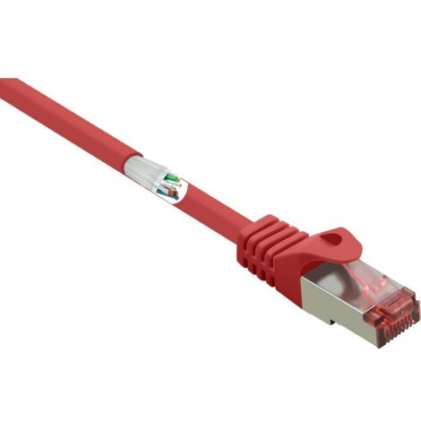 Trywise RF-5136974 RJ45 Câble réseau, câble patch CAT 6 S/FTP 1.00 m rouge avec cliquet d'encastrement, contacts dorés, ignifuge 1 pc(s) S861642