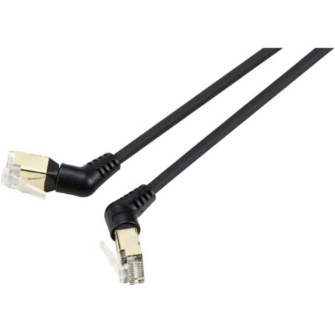 Trywise RF-6071554 RJ45 Câble réseau, câble patch CAT 8.2 S/FTP 1.00 m noir Contacts enfichables orientables à 360°, Câble de sortie coudé 1 V234443