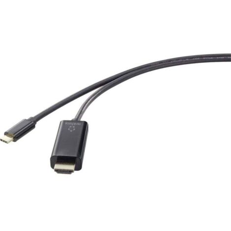 Trywise USB-C® / HDMI Câble adaptateur USB-C® mâle, Fiche mâle HDMI-A 0.50 m noir UHD 4K @ 60 Hz RF-4531590 Câble d'afficheur USB-C® A834032
