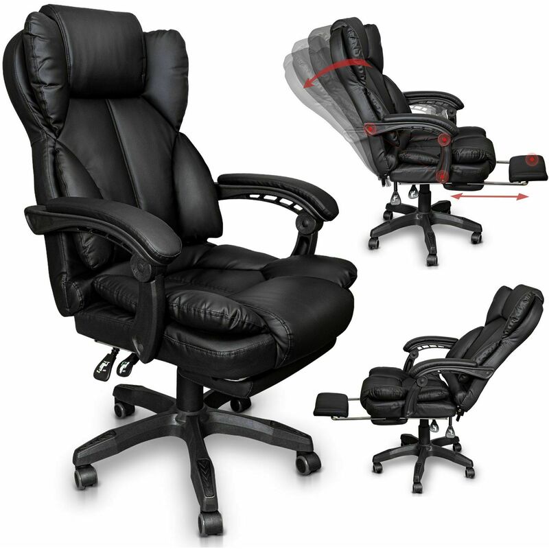 TS-BS05-Black Sessel Schreibtischstuhl Bürostuhl Chefsessel Fußstütze